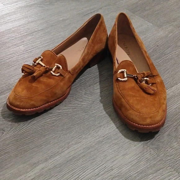 Talbots Women's Suede Tassel Loafers in Camel Sz 10.5 EUC - Picture 1 of 9